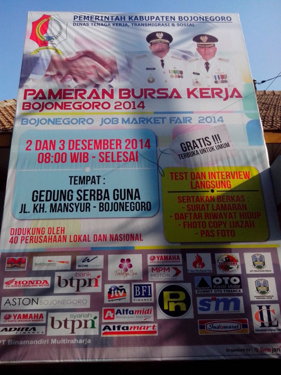 DAFTAR PERUSAHAAN YANG IKUT DALAM JOB MARKET FAIR, DESEMBER TAHUN 2014