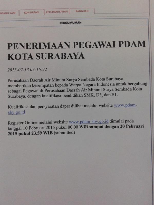 LOWONGAN KERJA PDAM KOTA SURABAYA