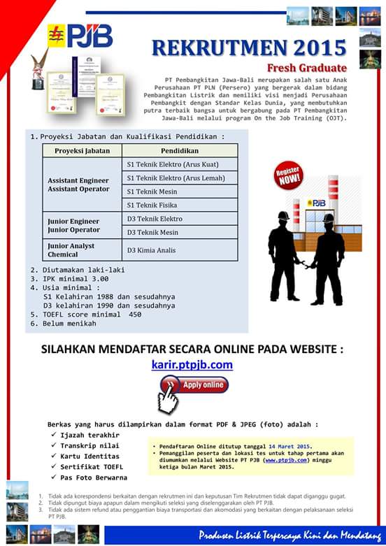 REKRUTMEN 2015 PT. PJB ( anak perusahaan PT PLN persero )