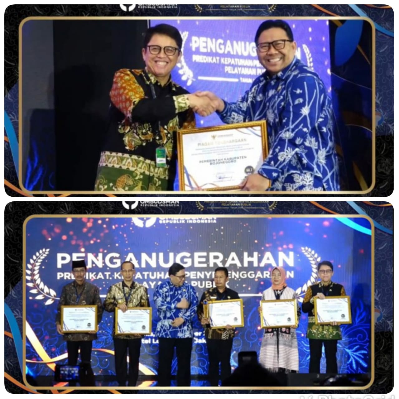 Pemkab Bojonegoro Raih Penghargaan Terbaik Ke-5 Nasional Kepatuhan Penyelenggaraan Pelayanan Publik